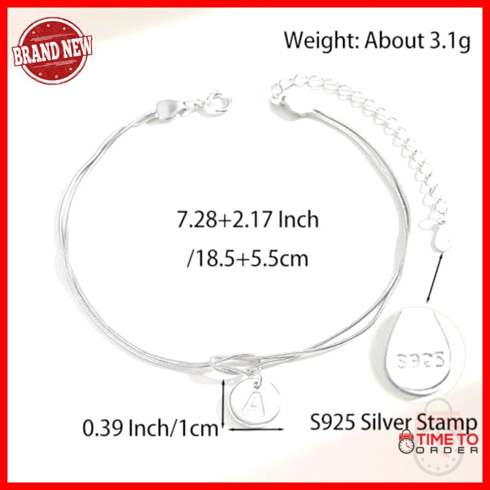 Sterling Silver Gold Plated Initial Bracelet Love… - image 5